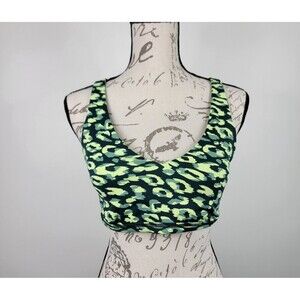 Aerie Women's Size Large Green Yellow Sports Bra NWT